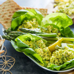 Butter Lettuce Wraps With Egg-less Salad And Lemon Butter Asparagus
