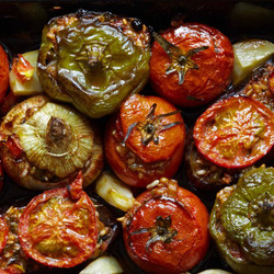 Stuffed Summer Vegetables With Rice, Farro And Pine Nuts