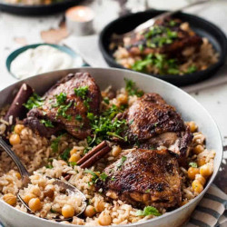 One Skillet Oven Baked Chicken Shawarma And Rice Pilaf