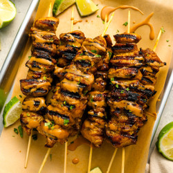 Thai Marinated Grilled Chicken Skewers With Peanut Sauce