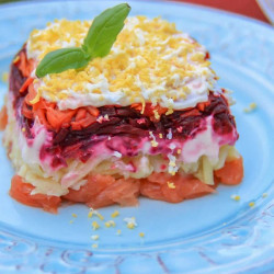 Shuba With Salmon, A Twist On Herring Salad