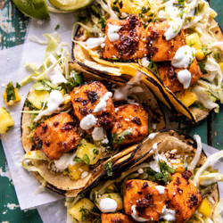 Sheet Pan Chipotle Salmon Tacos With Pineapple Jalapeño Salsa