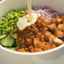 Crispy Rice Honey Dijon Chicken Salad