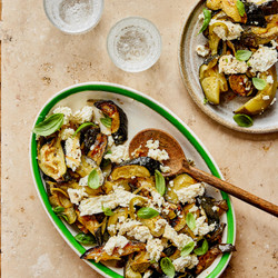 Roast Courgettes or pumpkin, Feta And Preserved Lemon