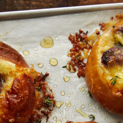 Olive Oil Brie-oche With Roasted Grapes, Honey And Thyme