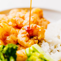 Honey Soy Shrimp Recipe with steamed Broccoli