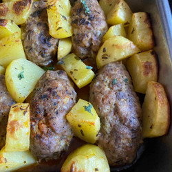 Baked Greek Meatballs And Potatoes (soutzoukakia)
