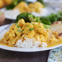 Thai Mango Chicken Red Curry With Coconut Rice {30-minute Meal}