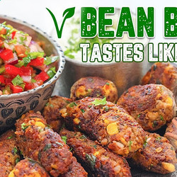 Refika's vegetarian Köfte / veggie meatballs / refried beans