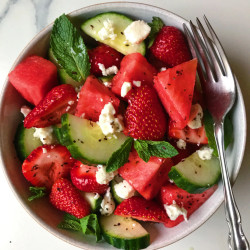 Strawberry, Watermelon, Feta &amp; Mint Cucumber Salad
