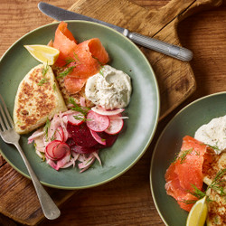 Tattie Scones With Smoked Salmon And Beetroot Salad