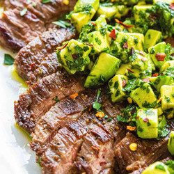 Skirt Steak With Avocado Chimichurri