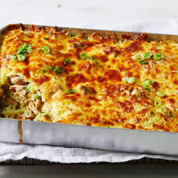 10-minute Tuna Mornay Rice Bake Recipe