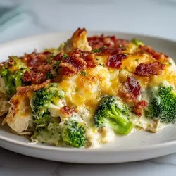 Creamy Low Carb Chicken Casserole With Broccoli And Bacon