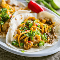 Fajita Old Bay Shrimp Tacos