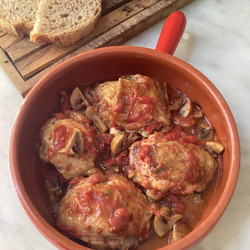 Michèle Roberts’ Chicken Saute With Tomatoes And Mushrooms
