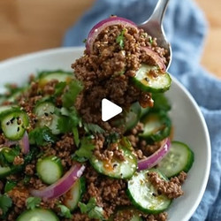 Spicy Korean Ground Beef With Cucumber Salad