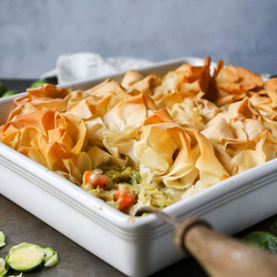 Creamy Brussels Sprout Filo Pie
