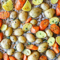 Garlic Butter Oven Roasted Carrots And Potatoes