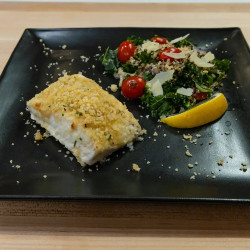 Caesar Halibut With Sophie's Caesar Salad