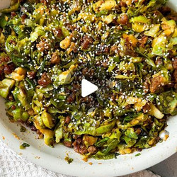 15-minute Peanutty Pork &amp; Brussels Skillet