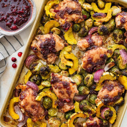 Cranberry Balsamic Chicken Sheet Pan Meal