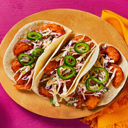Blazin’ Baja Shrimp Tacos With Southwest Slaw &amp; Pickled Jalapeño