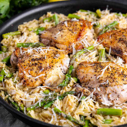 One Pot Parmesan Orzo With Chicken And Asparagus