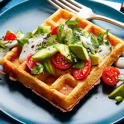Savory Corn Waffles With Tomato-herb Salad