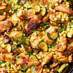 One-pan Chicken With Charred Corn And Zucchini