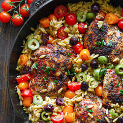 Greek Chicken Orzo (30 Minutes, One-pot)