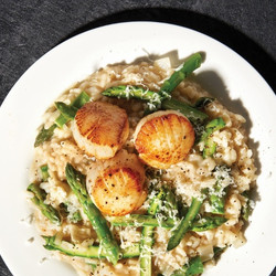 Seared Scallops And Asparagus Risotto