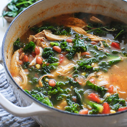 Summer Chicken Soup With Pinto Beans And Corn