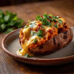 Cheesy Chilli With Sweet Potato Mash