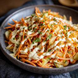 Crunchy Apple Carrot Salad With Creamy Citrus Dressing