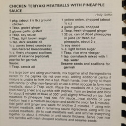 Chicken Teriyaki Meatballs with Pineapple Sauce