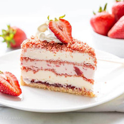 Frozen Strawberry Crunch Cake