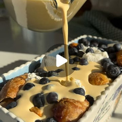 Double Blueberry Cheesecake Croissant Bread Pudding