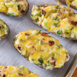 Broccoli Cheddar Twice Baked Potatoes With Bacon