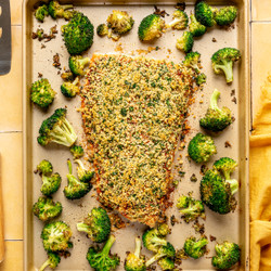 Sheet Pan Panko Salmon &amp; Crispy Broccoli