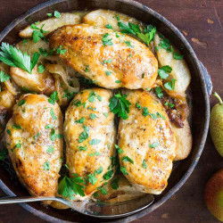 Maple-glazed Chicken With Caramelized Onions And Pears