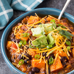 Instant Pot Sweet Potato + Black Bean Chili