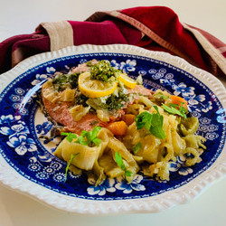 Baked Salmon With Fennel, Carrots And Potatoes