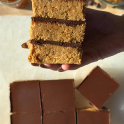 Homemade Peanut Butter Chocolate Protein Bars Recipe | Made With Almond Flour | No-bake