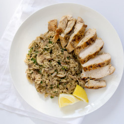 Pan-fried Chicken Breast With Lemony Mushroom &amp; Herb Rice