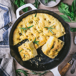 No-knead Cast Iron Focaccia