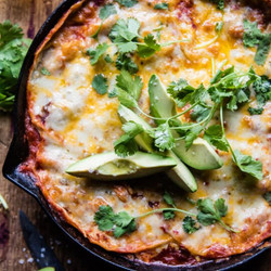 Skillet Chicken Tinga Enchiladas