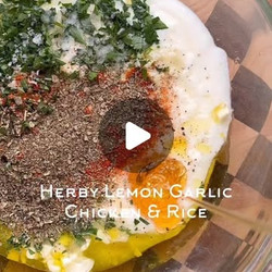 Herby Lemon Garlic Chicken &amp; Rice With Feta &amp; Hummus