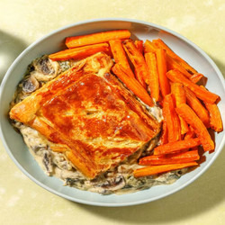 Creamy Truffle Mushroom And Spinach Puff Pie With Cheddar And Roasted Carrots