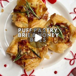 Puff Pastry Bites With Cranberry Sauce, Brie, And Walnuts